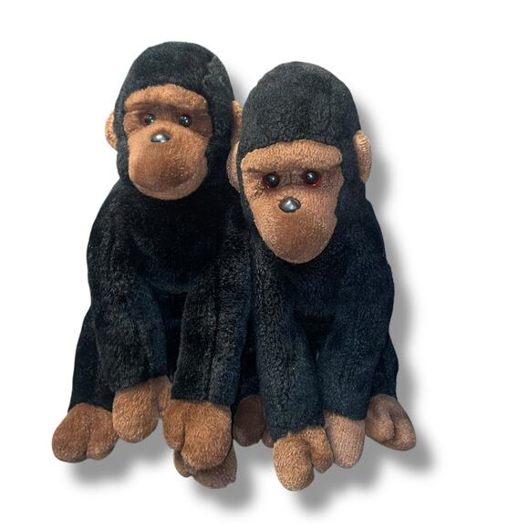 Vintage Ty Beanie Buddies Plush Gorilla Congo Stuffed Animal Nursery 11" Lot x2 - Picture 3 of 10